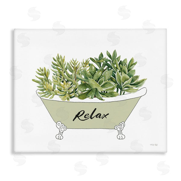 stupell industries Cindy Jacobs | Claw Foot Bathtub Succulent Plants Relax Typography Wall Art