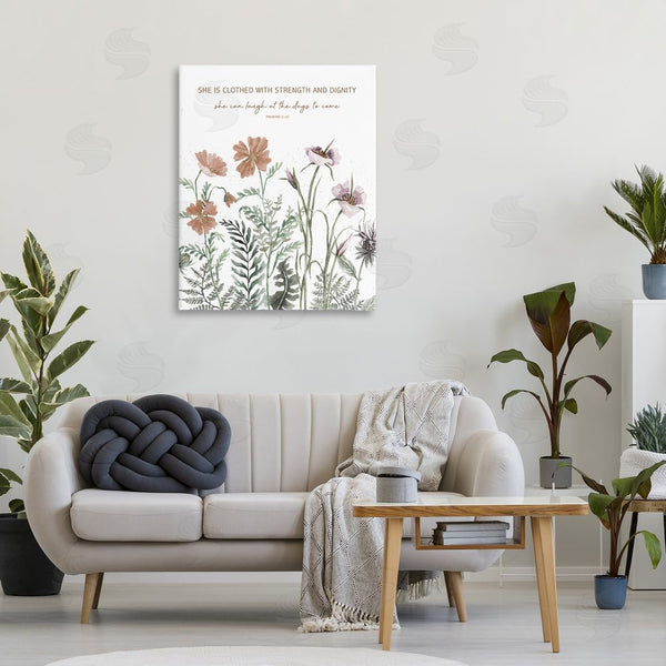 Stupell Industries Cindy Jacobs | Clothed With Strength Botanicals Wall Art
