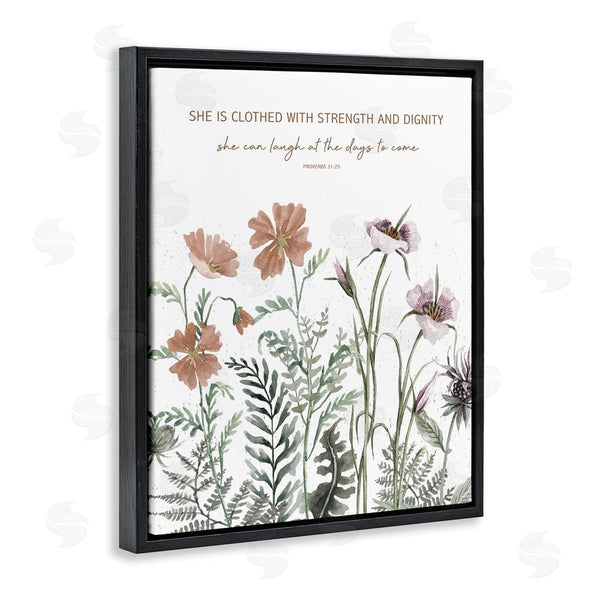 Stupell Industries Cindy Jacobs | Clothed With Strength Botanicals Wall Art