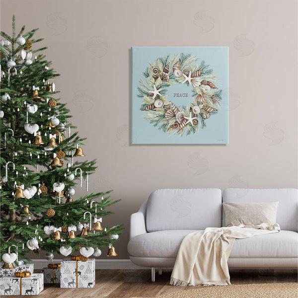 Stupell Industries Cindy Jacobs | Coastal Holiday Peace Wreath Wall Art