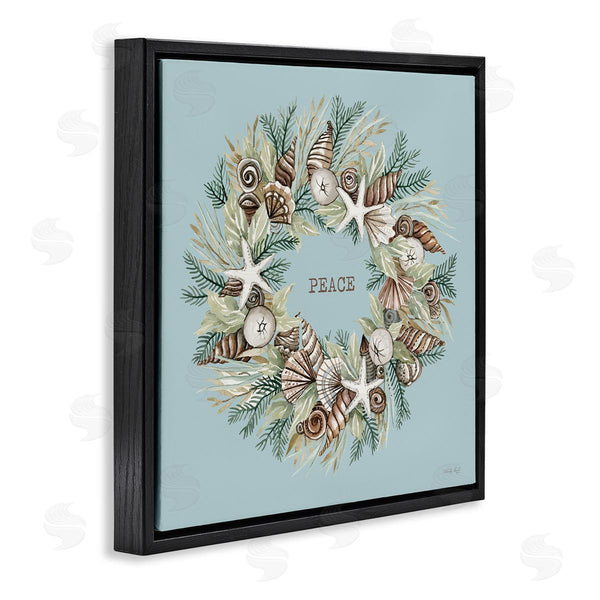 Stupell Industries Cindy Jacobs | Coastal Holiday Peace Wreath Wall Art