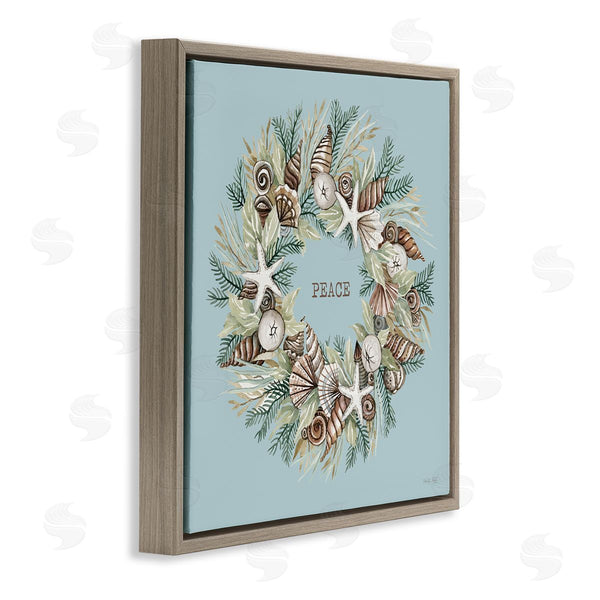 Stupell Industries Cindy Jacobs | Coastal Holiday Peace Wreath Wall Art