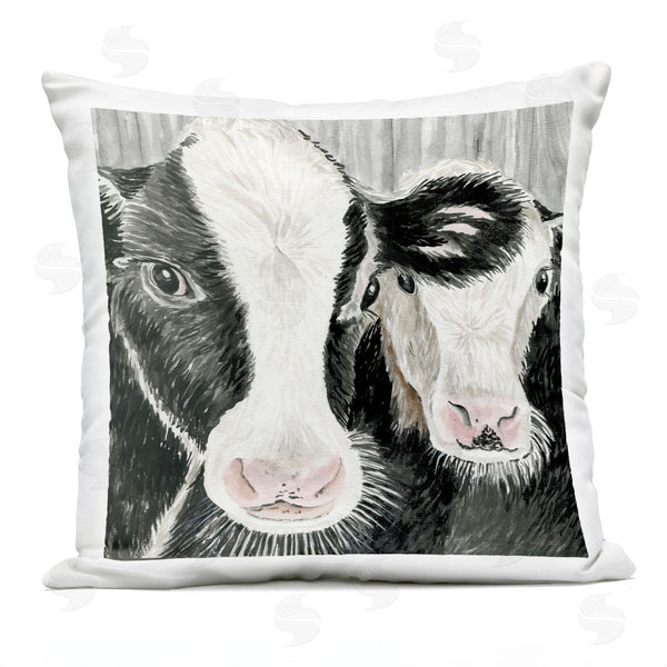 Stupell Industries Cindy Jacobs | Country Farm Cow Duo Faces Printed Throw Pillow