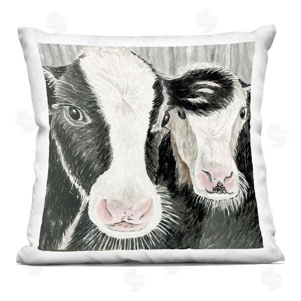 stupell industries Cindy Jacobs | Country Farm Cow Duo Faces Printed Throw Pillow