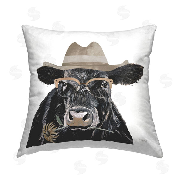 stupell industries Cindy Jacobs | Cow in Cowboy Hat Printed Throw Pillow