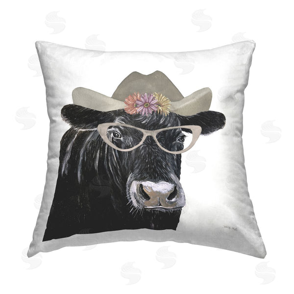 stupell industries Cindy Jacobs | Cow in Cowgirl Hat Printed Throw Pillow