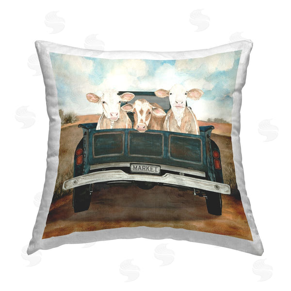 stupell industries Cindy Jacobs | Cows In Pickup Truck Printed Throw Pillow