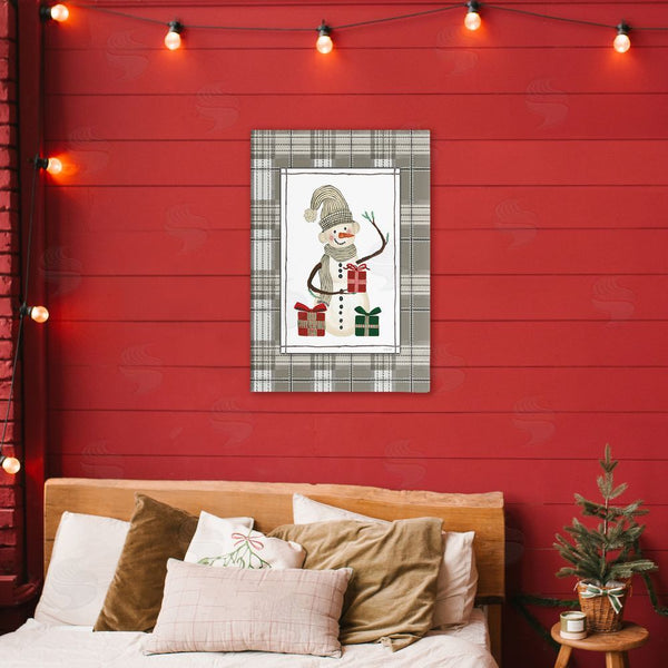 Stupell Industries Cindy Jacobs | Cozy Winter Snowman Green Plaid Wall Art