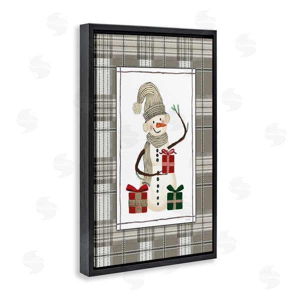 Stupell Industries Cindy Jacobs | Cozy Winter Snowman Green Plaid Wall Art