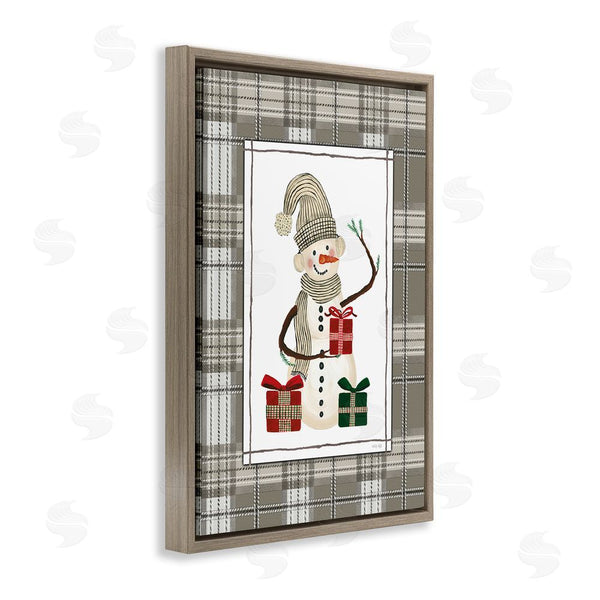 Stupell Industries Cindy Jacobs | Cozy Winter Snowman Green Plaid Wall Art