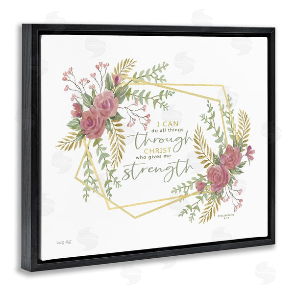 Stupell Industries Cindy Jacobs | Do Through Christ Give Strength Geometric Floral Shapes Wall Art