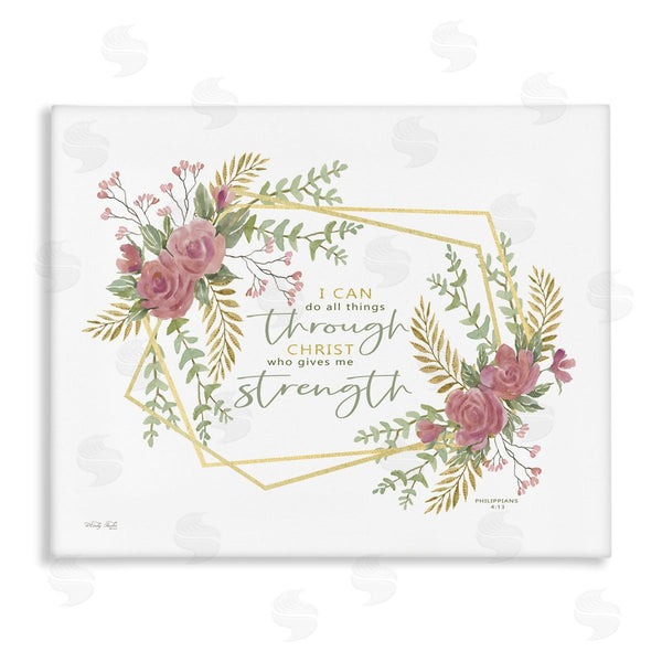 stupell industries Cindy Jacobs | Do Through Christ Give Strength Geometric Floral Shapes Wall Art