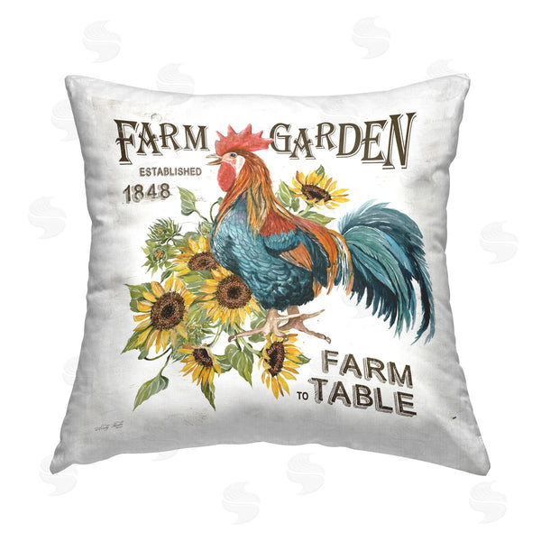 stupell industries Cindy Jacobs | Farm Garden Rooster Printed Throw Pillow