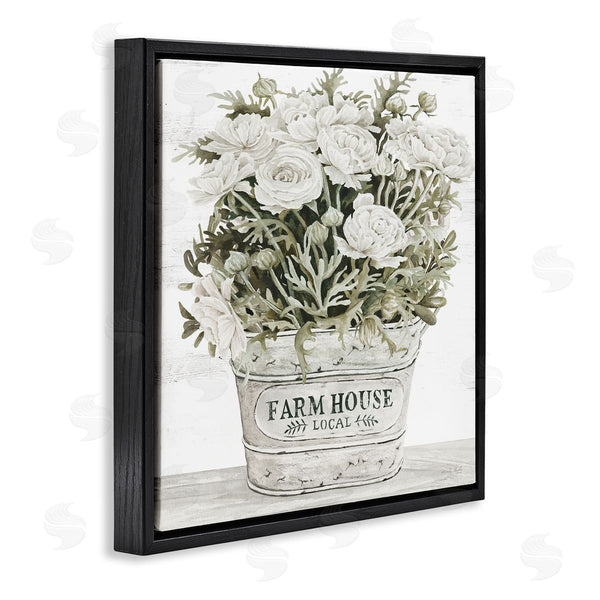 Stupell Industries Cindy Jacobs | Farmhouse Planter White Rose Blossoms