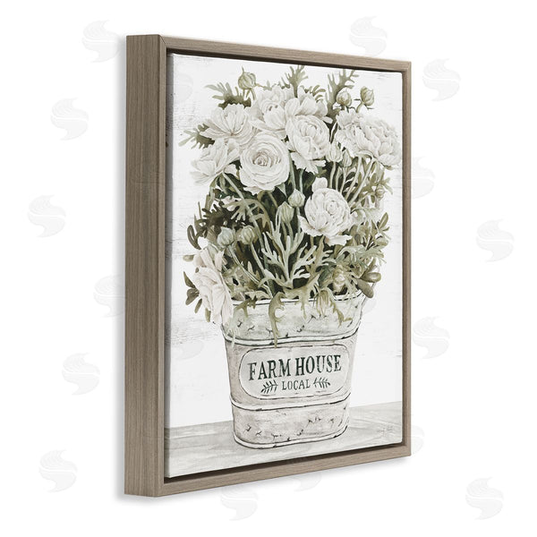 Stupell Industries Cindy Jacobs | Farmhouse Planter White Rose Blossoms
