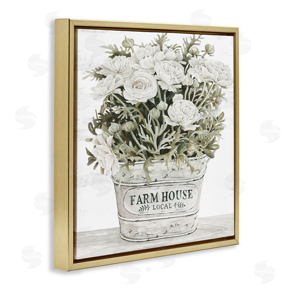 Stupell Industries Cindy Jacobs | Farmhouse Planter White Rose Blossoms
