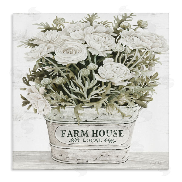 stupell industries Cindy Jacobs | Farmhouse Planter White Rose Blossoms
