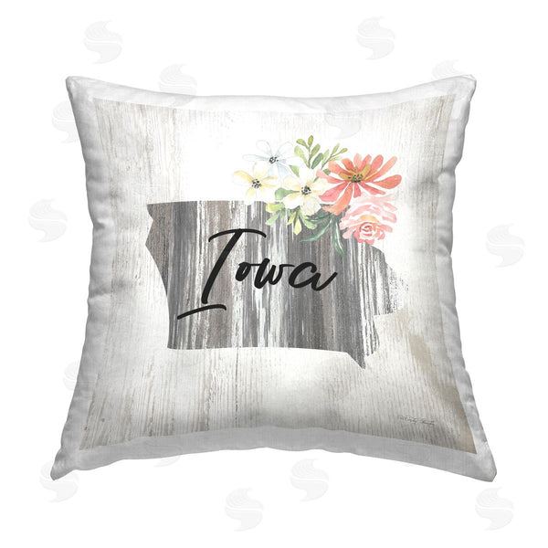 stupell industries Cindy Jacobs | Floral Iowa USA State Printed Throw Pillow