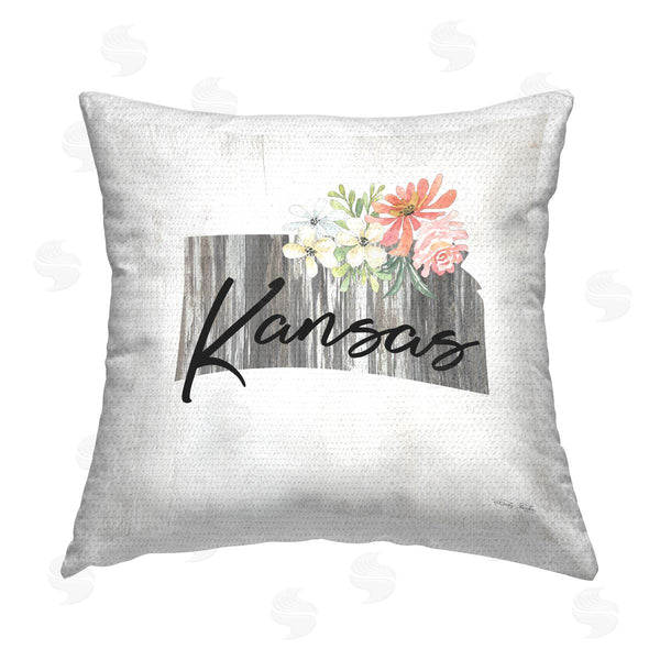 Stupell Industries Cindy Jacobs | Floral Kansas State USA Printed Throw Pillow
