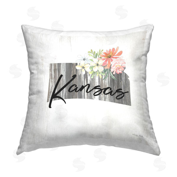 stupell industries Cindy Jacobs | Floral Kansas State USA Printed Throw Pillow