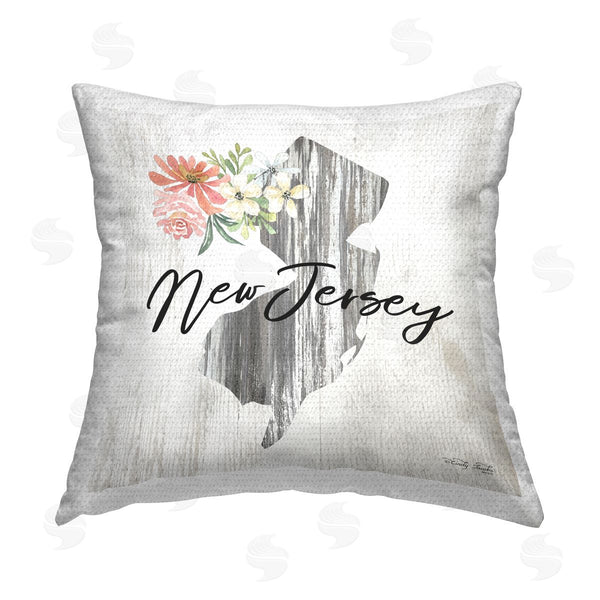 Stupell Industries Cindy Jacobs | Floral New Jersey State Printed Throw Pillow