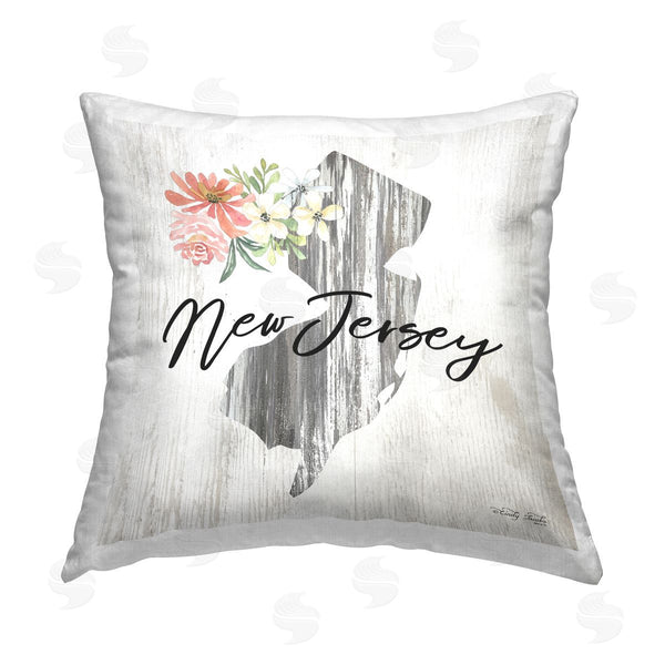 stupell industries Cindy Jacobs | Floral New Jersey State Printed Throw Pillow