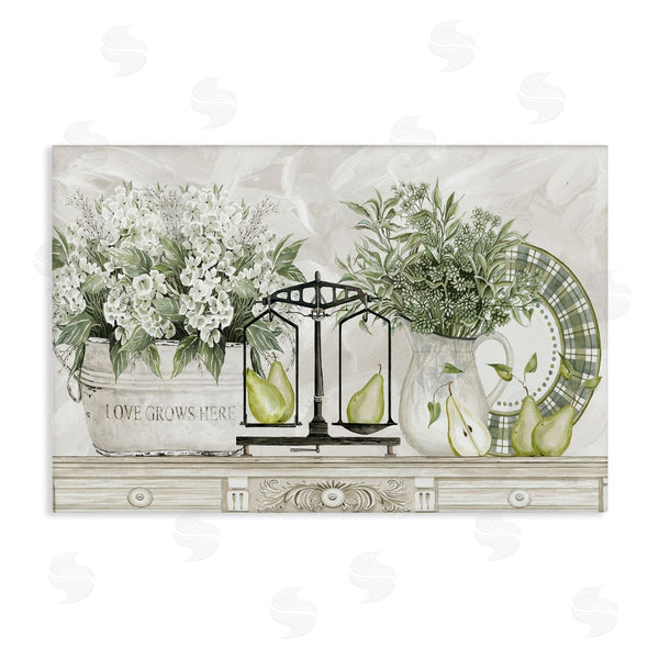 stupell industries Cindy Jacobs | Flowers and Pears on Shelf Wall Art
