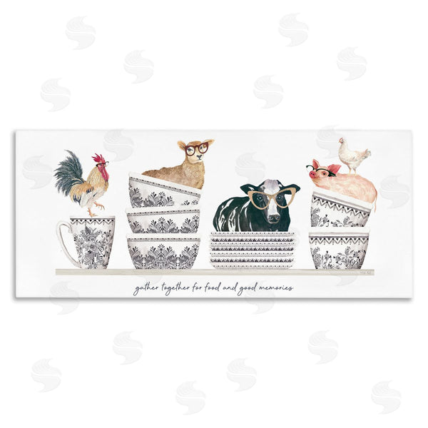 stupell industries Cindy Jacobs | Gather for Food Animal Bowls Wall Art