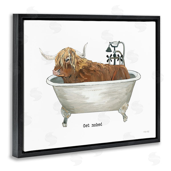 Stupell Industries Cindy Jacobs | Get Naked Humorous Highland Cattle Animal Sign Wall Art