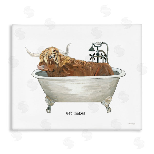stupell industries Cindy Jacobs | Get Naked Humorous Highland Cattle Animal Sign Wall Art