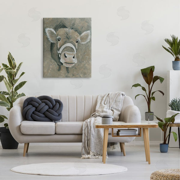 Stupell Industries Cindy Jacobs | Gossip Cow Head Peeking Eyes Wide Open Wall Art