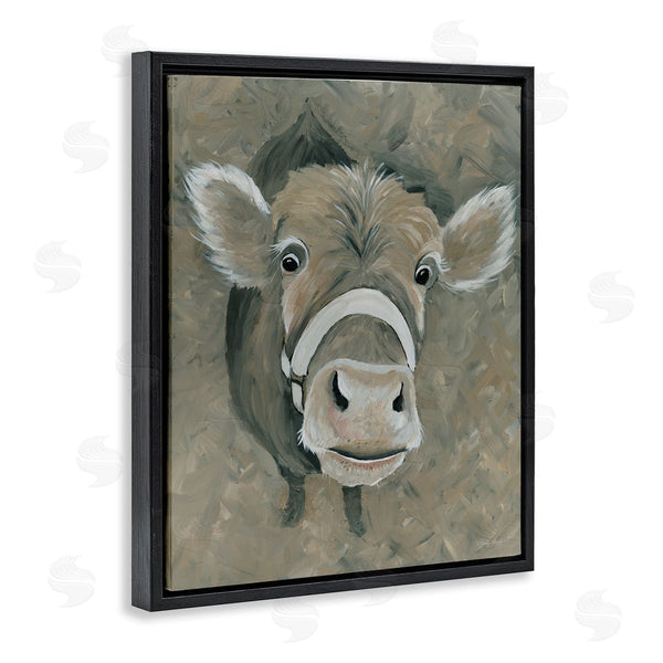 Stupell Industries Cindy Jacobs | Gossip Cow Head Peeking Eyes Wide Open Wall Art