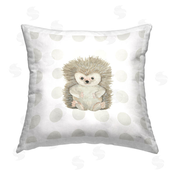 stupell industries Cindy Jacobs | Hedgehog on Dots Printed Throw Pillow