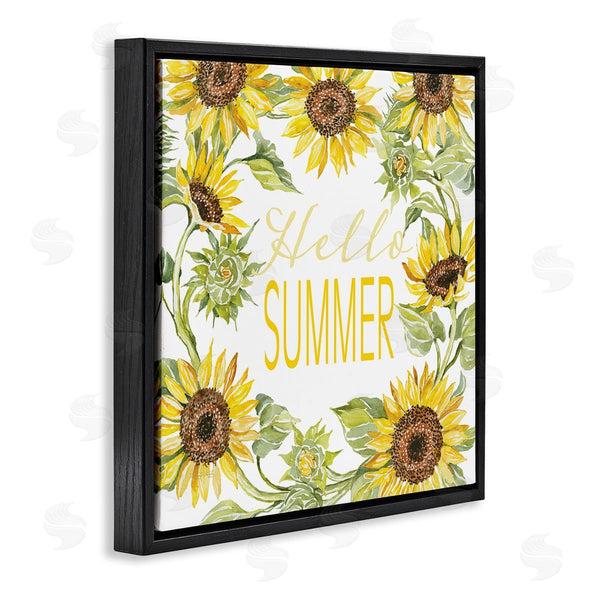 Stupell Industries Cindy Jacobs | Hello Summer Warm Yellow Sunflower Typography Border Wall Art