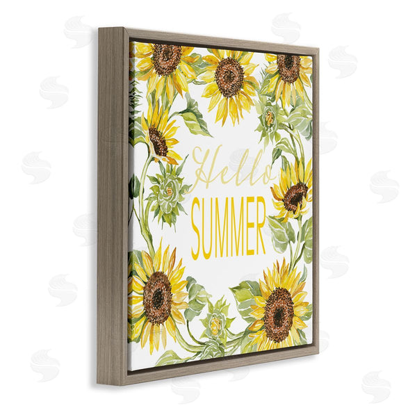 Stupell Industries Cindy Jacobs | Hello Summer Warm Yellow Sunflower Typography Border Wall Art