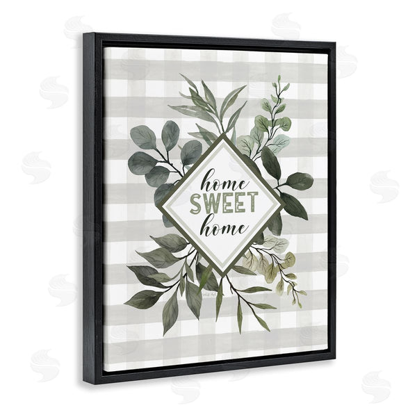 Stupell Industries Cindy Jacobs | Home Sweet Home Phrase Green Botanicals Plaid Pattern Wall Art