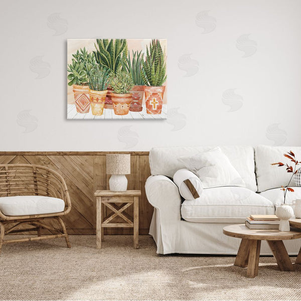 Stupell Industries Cindy Jacobs | Indoor Plant Scene Boho Pattern Pots Living Room Wall Art