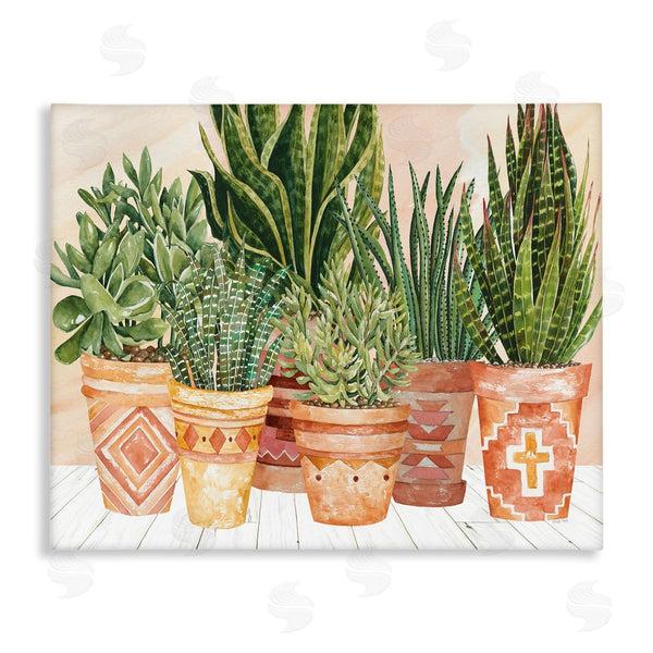 stupell industries Cindy Jacobs | Indoor Plant Scene Boho Pattern Pots Living Room Wall Art