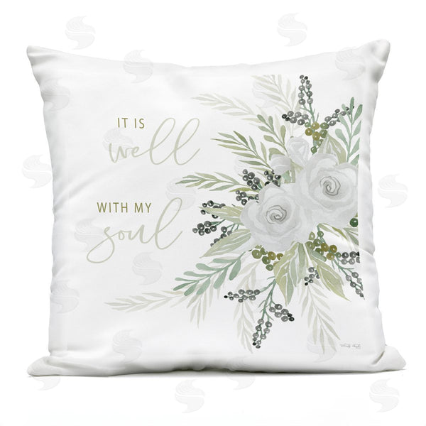 Stupell Industries Cindy Jacobs | It Is Well With My Soul Green Florals Printed Throw Pillow