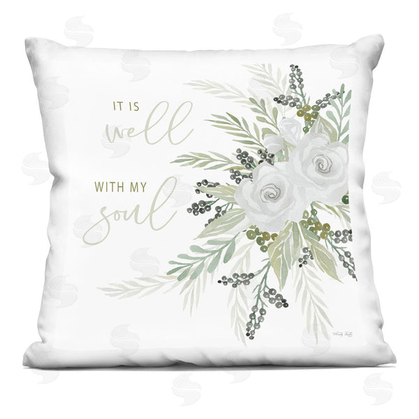 stupell industries Cindy Jacobs | It Is Well With My Soul Green Florals Printed Throw Pillow