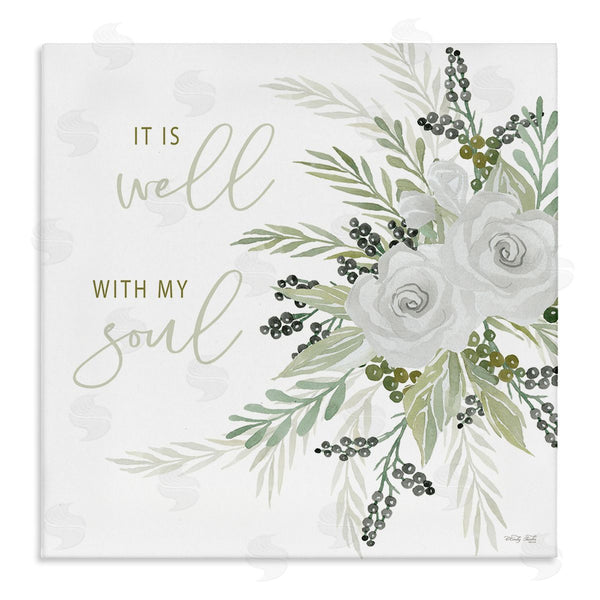 stupell industries Cindy Jacobs | It Is Well With My Soul White Roses Wall Art