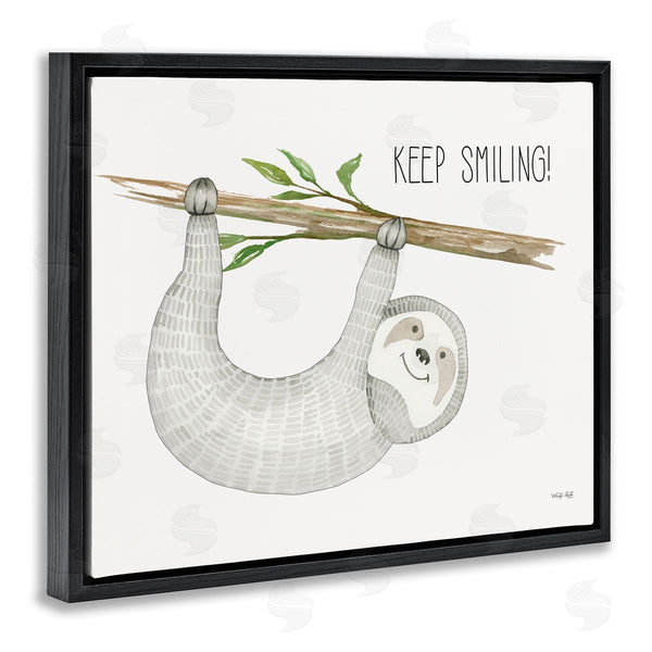 Stupell Industries Cindy Jacobs | Keep Smiling Hanging Sloth From Branch Kid's Cartoon Wall Art