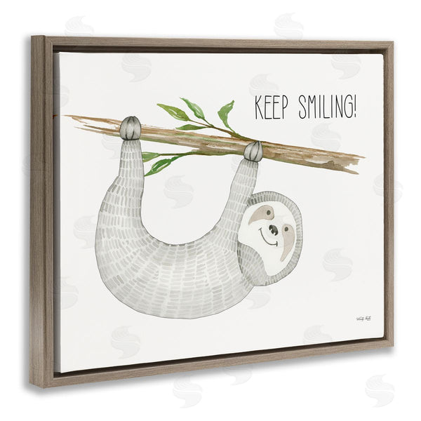 Stupell Industries Cindy Jacobs | Keep Smiling Hanging Sloth From Branch Kid's Cartoon Wall Art