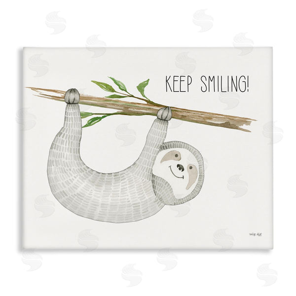stupell industries Cindy Jacobs | Keep Smiling Hanging Sloth from Branch Kid's Cartoon Wall Art
