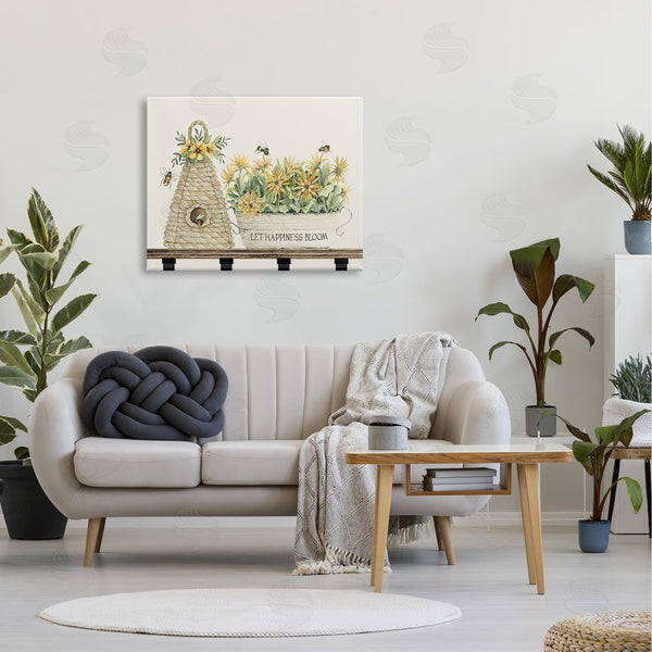 Stupell Industries Cindy Jacobs | Let Happiness Bloom Beehive Nest Daisy Flowers Nest Wall Art