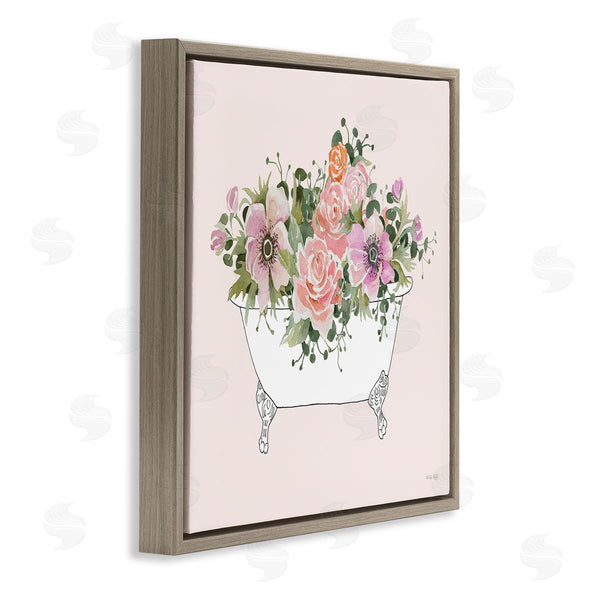 Stupell Industries Cindy Jacobs | Mixed Flower Arrangement Bathtub Planter Pink Blossoms Wall Art
