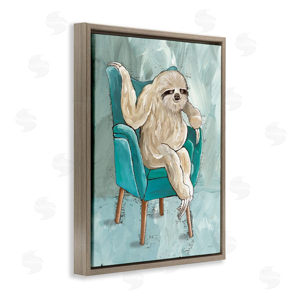 Stupell Industries Cindy Jacobs | Modern Sloth Sitting Down Satirical Animal Painting Wall Art