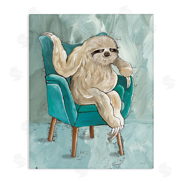 stupell industries Cindy Jacobs | Modern Sloth Sitting Down Satirical Animal Painting Wall Art