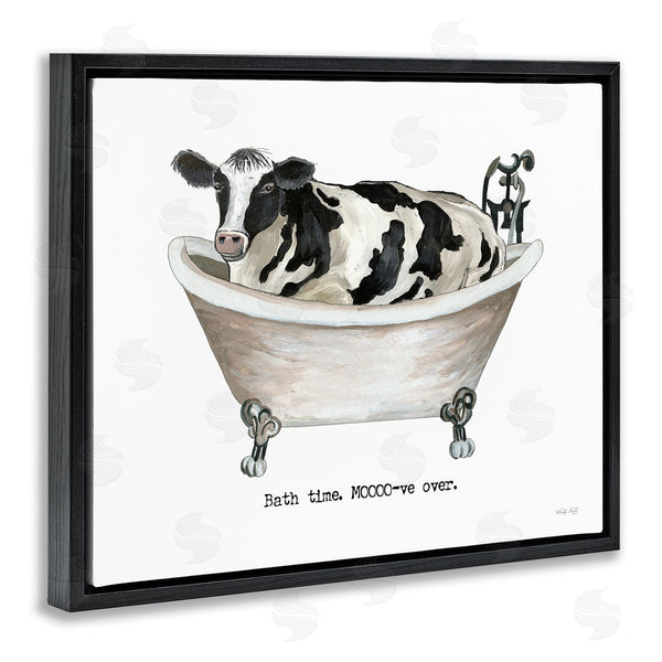 Stupell Industries Cindy Jacobs | Moo-ve Over Bath Time Cow Farmhouse Bathroom Sign Wall Art