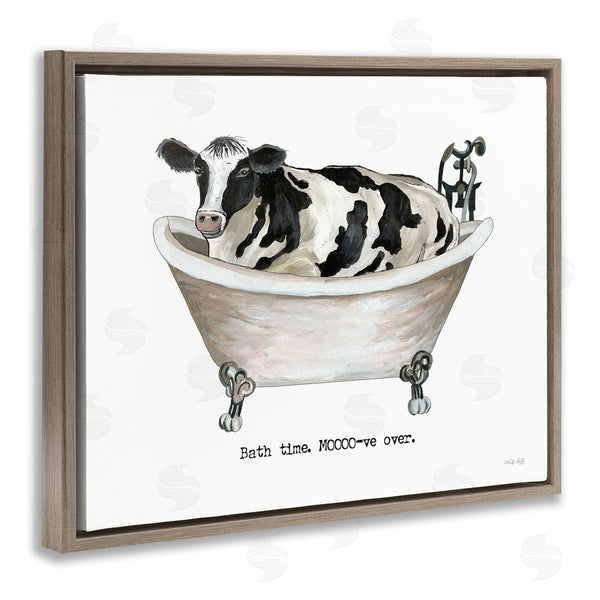 Stupell Industries Cindy Jacobs | Moo-ve Over Bath Time Cow Farmhouse Bathroom Sign Wall Art